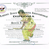 Master Buboy's certificate of promotion to Master - Lakan Pito.