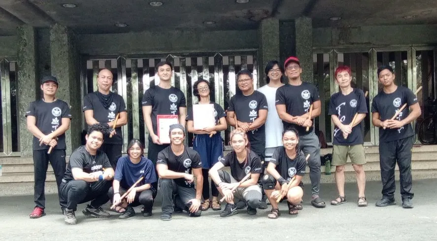 February and March 2025 promoted members: Josf Yorobe (back row 3rd from L), Ace Yorobe (back row 4th from L), and Charisse Mari Fonacier (front row 1st from R). With officers, instructors, and members of the club.