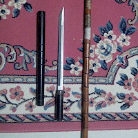 Part of Master Cris' weapons collection, a steel baton with hidden blade and the multi-node rattan stick given to him by Lapunti founder GM Felimon Caburnay.