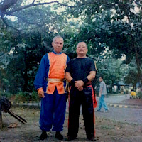 Master Cris with a Kung Fu master in Quezon Memorial Circle.