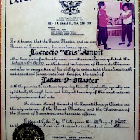 Master Cris' Lapunti Certificate recognizing him as a Master of Lapunti.